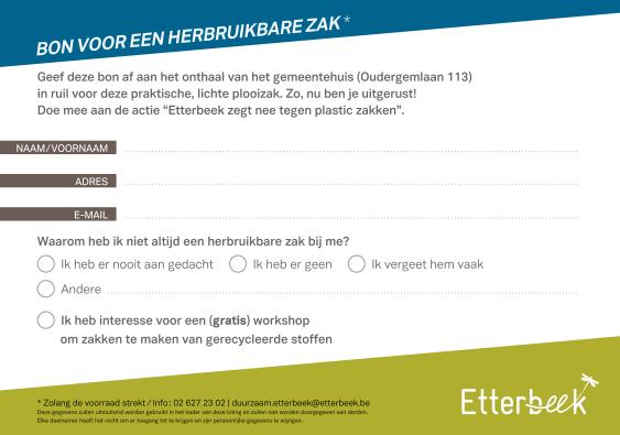 Sensibiliseringscampagne "Etterbeek zegt NEE tegen plastic