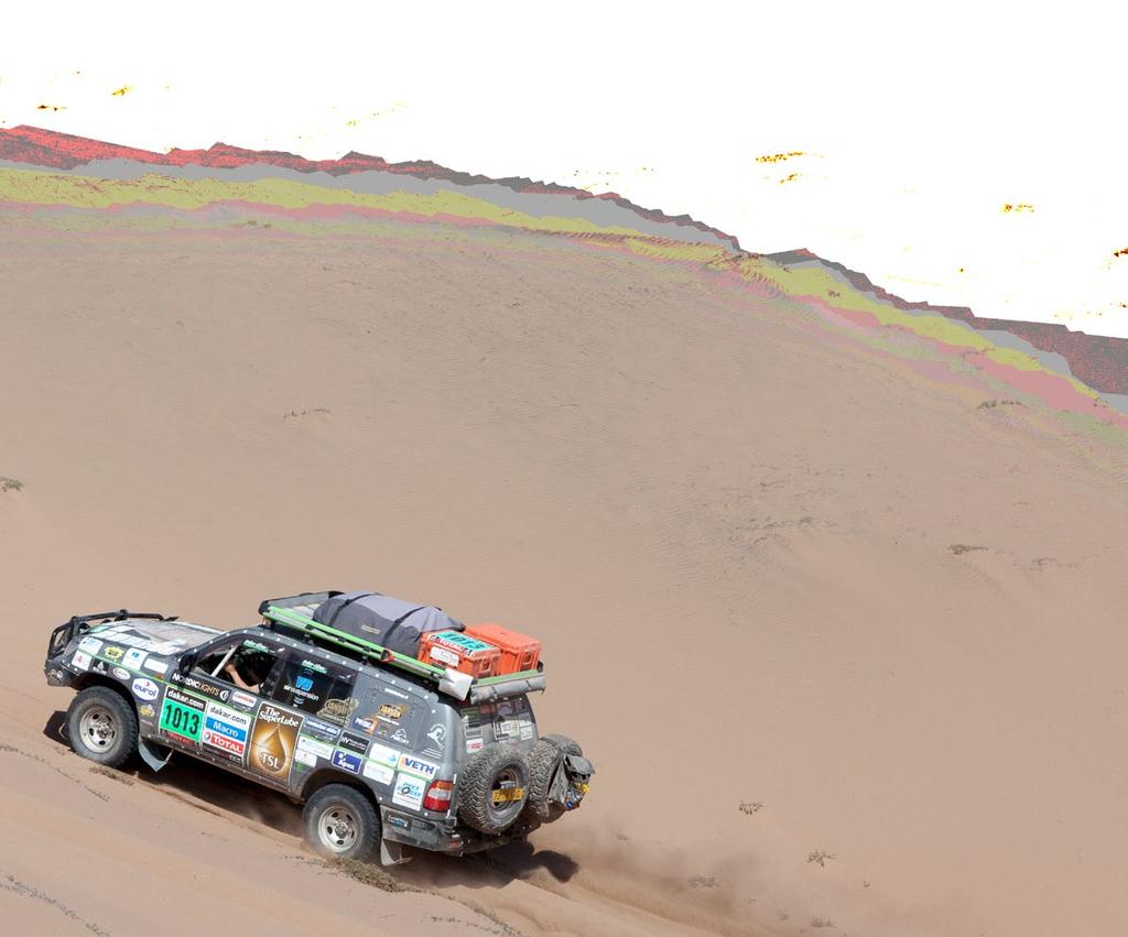 Doorontwikkelde luchtvering op de Toyota Land Cruiser Het tweede voertuig van het Dakar Press Team dat meereed in de Dakar-karavaan was een Toyota Land Cruiser.