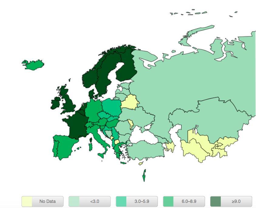 Epidemiologie: prevalentie België behoort tot de groep landen in Europa met één van de hoogste