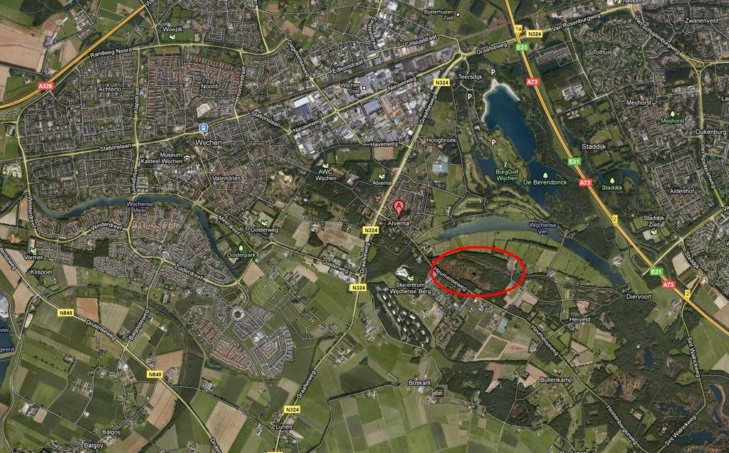 2 Gebiedsbeschrijving Alvernese Heide en methode 2.1 Ligging en gebiedsbeschrijving De Alvernese Heide (of Munnekeveld) ligt tussen Wijchen en Nijmegen ten zuidoosten van Alverna (figuur 1).