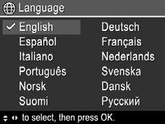 De taal kiezen Gebruik de knoppen om de gewenste taal te selecteren en druk vervolgens op de knop.
