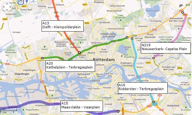 4. Rotterdam 4.1 Inleiding In dit hoofdstuk staan de resultaten van de regio Rotterdam centraal. Als eerste komt het gebruik van de wegen aan bod. Hoe vaak rijdt men op de genoemde trajecten?