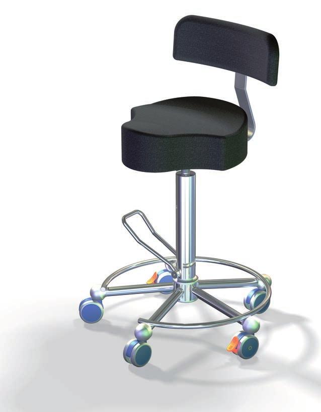 OK stoel SD 4050 OK stoel met hydraulisch instelbare hoogte Geschikt voor polikliniek, ziekenhuisafdelingen en laboratoria Anatomische zadelzitting met rugsteun Gestoffeerd met wasbaar kunstleer