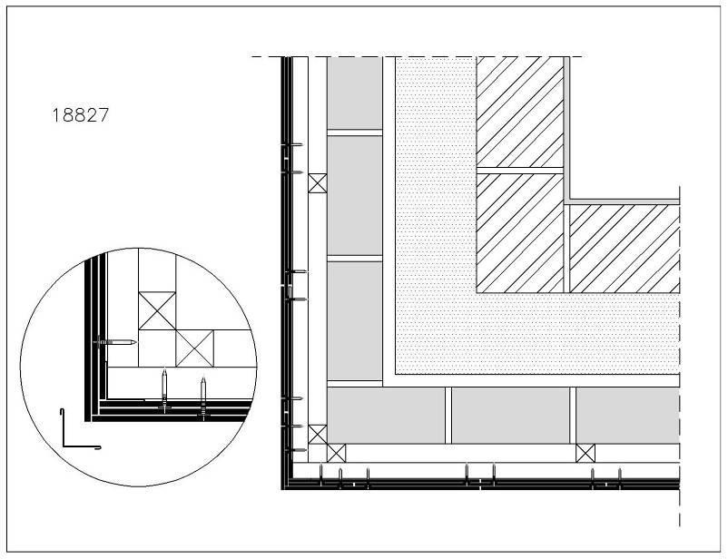 Fig. 26: Voorbeeld buitenhoek zonder zichtbaar profiel (afbeelding leien - klassieke dubbele