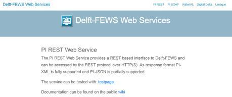 Gebruik van testpagina: Delft-FEWS PI-Web Service 1.