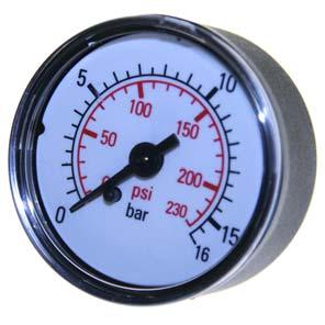 MANOMETERS MET ACHTERAANSLUITING Model Omschrijving Bar MA400210 Manometer 40mm 1/8" 0-2.