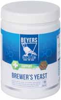 Brewer s Yeast Hoogwaardige biergistpoeder en natuurlijke bron aan eiwitten, aminozuren en vitaminen NIEUW Rijk aan eiwitten (ruw eiwitgehalte 48%), aminozuren en vitaminen Om duiven in conditie te