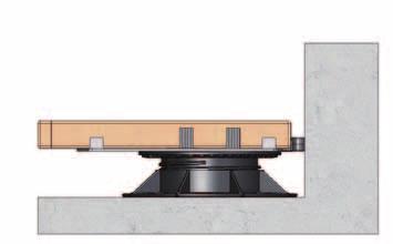 De samendrukbare buffer op de houder is zeer compact gehouden zodat deze niet boven de tegel of vlondervloer uitsteekt bij een vloerdikte van 12 mm