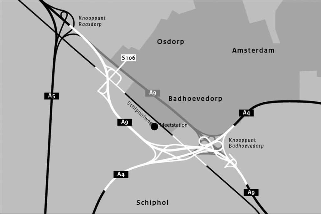 Bijlage 6: Wijzigingen ligging snelweg A9 rondom Badhoevedorp In verband met de mogelijke invloed op de metingen op meetstation Badhoevedorp door de gewijzigde ligging van snelweg A9 is een korte