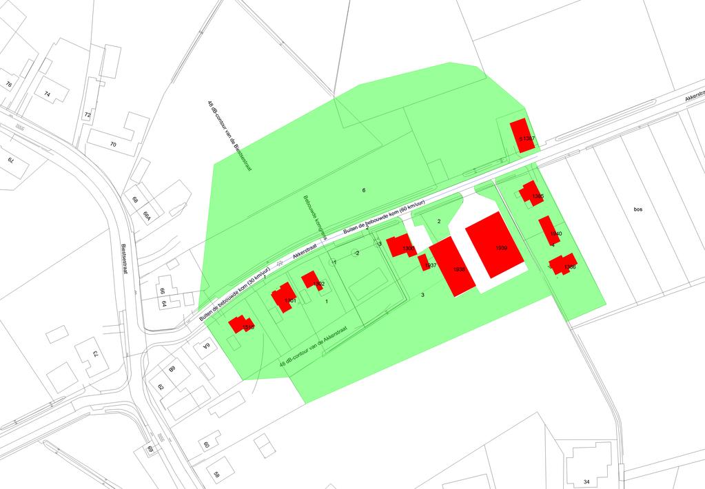SAB, Arnhem + 0 100 schaal: bodemabsorptie bebouwing rijlijn waarneempunt vrij 1 : 1000 project opdrachtgever Akkerstraat 10 (130315) gemeente
