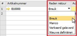 3) Bij de retour aanvraag kan u al aangegeven wat de rede voor de retour is. Deze retour redenen kunt u zelf definiëren zodat deze naadloos aansluiten bij uw eigen processen.