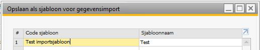 Kolom in bestand duidt op de kolommen in het Excel werkblad Veld in object duidt op het veld in SAP Business One, hier in dit voorbeeld gevolgd door de databasenaam van het SAP