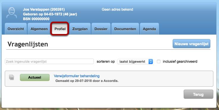 Door op het rode driehoekje te klikken, wordt de openstaande verwijzing afgevinkt. Deze is nu niet meer zichtbaar op het dashboard.