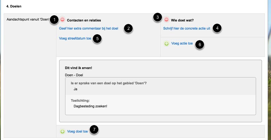 Het doel is nu aangemaakt. De volgende opties zijn mogelijk: 1. Het gehele doel is te verwijderen middels het 'Stopbord' bij 'Contacten en relaties'. 2.