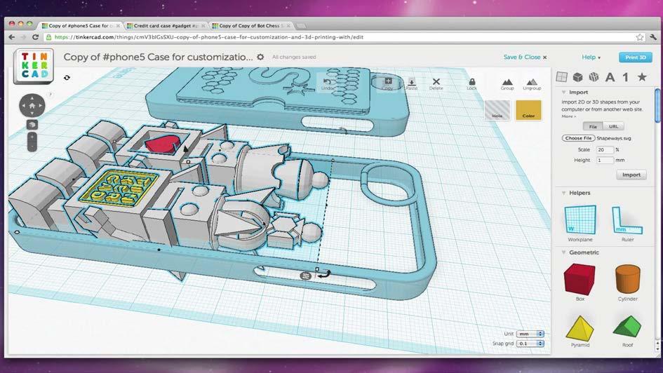7 Hoe maak je een eigen 3D print? Om een 3D voorwerp te kunnen uitprinten zijn de volgende zaken nodig: - Een 3D tekenprogramma om een ontwerp te maken.