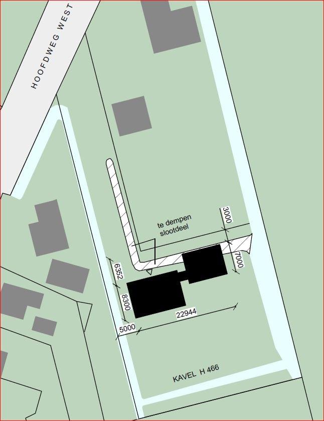 Werkplaats 8m x 9m ontgraven tot 35 cm-mv Woonhuis 12m x 8,5m ontgraven tot 90 cm-mv Afbeelding 2.