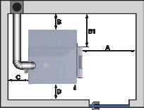 voorkant Minimumafstanden - / F (SP Dual compact) met condensatietechniek 15-20 A Afstand - Isoleerdeur tot muur [mm] 800 B1 Afstand zijkant
