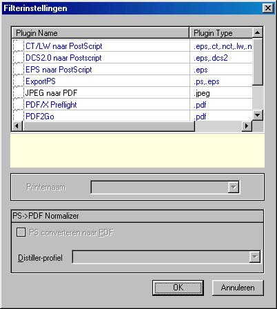 HOT FOLDERS FILTERS 82 Filternaam Filtertype Beschrijving Raadpleeg PDF2Go Exclusief Verwerkt PDF2Go-bestanden en converteert ze naar PostScript- of PDFbestanden.