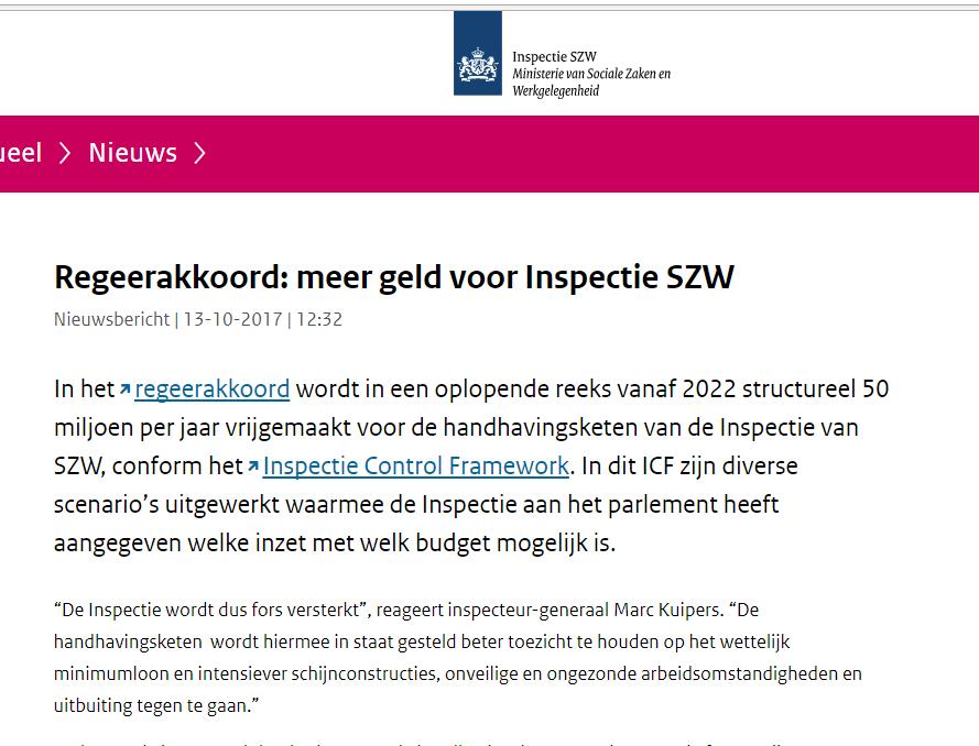 Handhaving Inspectie SZW: toezichthoudende taak Aantal instrumenten: Waarschuwing Eis tot naleving Bestuurlijke boete Ook strafbaarheid van bedrijfsarts/arbodienst