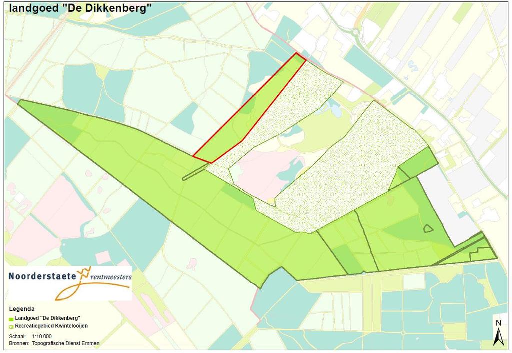 Landschap, 2010) en kaart begrenzing landgoed Dikkenberg (figuur 3).