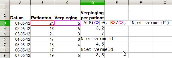 Afbeelding 22: oplossing Deling door nul E Niet-bestaande waarde en #VERW! Onjuiste verwijzingen #WAARD De fout met de niet-bestaande waarde komt ook vaak voor.