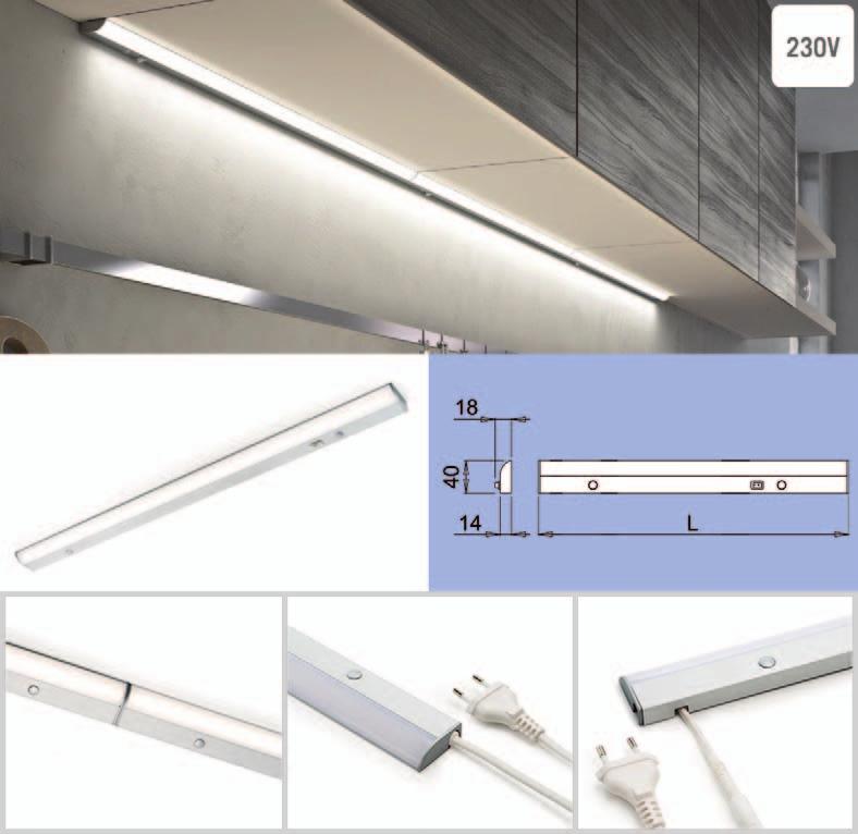 Verlichting Led opbouwarmatuur type Flow - opbouwarmatuur met schakelaar en geïntegreerde vo