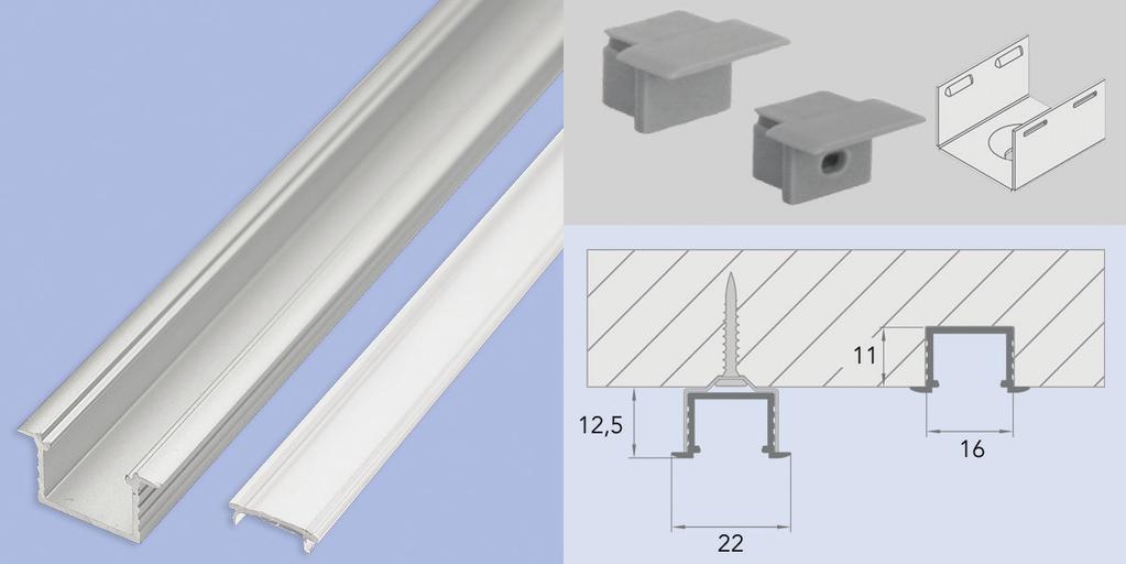 Verlichting FLEXIBELE LED VERLICHTING PROFIELEN VOOR FLEXIBELE LED VERLICHTING Opbouw/inbouwprofiel type LL-05 voor flexibele Led verlichting - profiel voor in- of opbouw - eindkappen en afdekprofiel