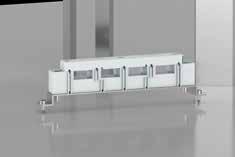VERDELING KOPER EN ALUMINIUM XL 3 S 630-kast met koperen railstellen: horizontale hoofdrail + verticale in kabelmantel Bevestigingsdwarssteun Dankzij het unieke systeem van de