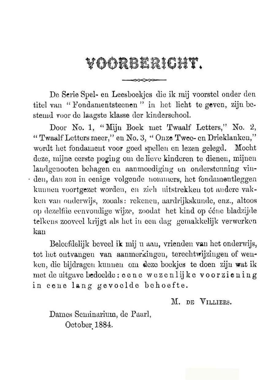 De Serie Spel~ en Leesboekjcs die ik mij voorstel onder den titcl van " Fonda.ruentst eonen '' i n hot icht te gevcn, zijn besteuul voor de laa.gste klat>se dcr kinclcrschool. Door No.