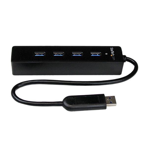 4-poorts draagbare SuperSpeed USB 3.0-hub met geintegreerde kabel Product ID: ST4300PBU3 Deze 4-poorts draagbare USB 3.0 hub met geïntegreerde kabel verandert één USB 3.