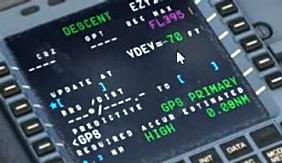 Het is een goed gebruik bij de Airbus (van Aerosoft) dat indrukken ongeveer 5nm voor T/D te doen. Dan glijdt de kist mooi geleidelijk in de afdaling. Zo ziet dat eruit op je scherm.