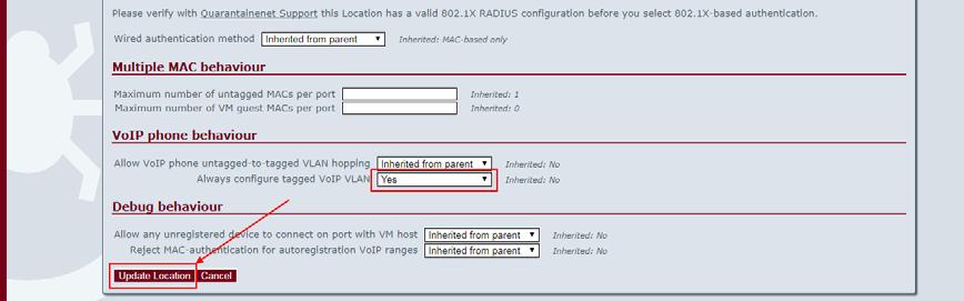 Voor elke locatie waar VoIP-toestellen gebruik maken van een tagged VLAN, voer het volgende uit: a.