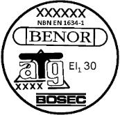 De aanwezigheid van het BENOR/ATG-merk op een deur bevestigt dat de in de hierna volgende beschrijving opgenomen elementen, indien beproefd volgens NBN 713-020 of NBN EN 1634-1, de op het