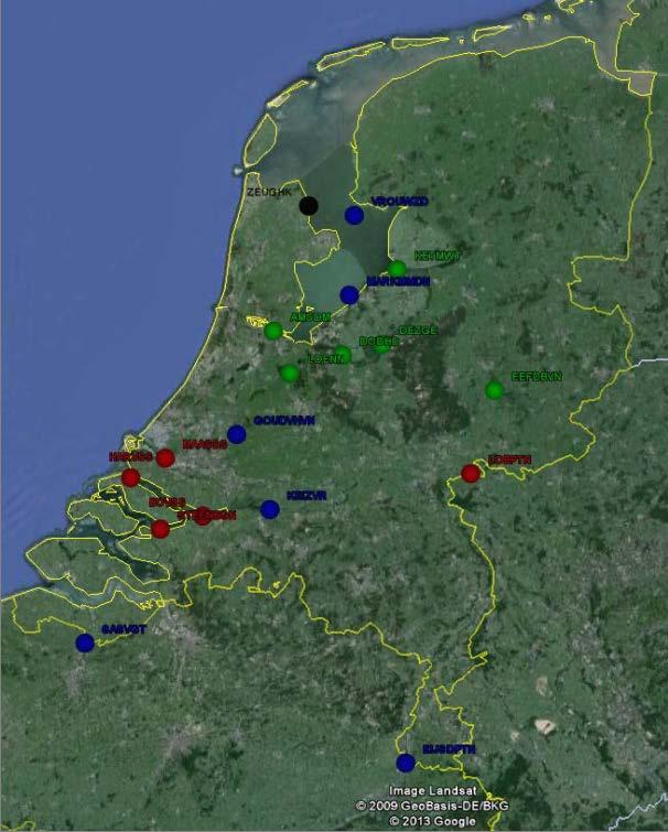 Figuur 1 Ligging locaties biologische monitoring zoete Rijkswateren.
