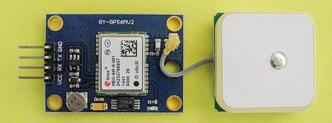 GPS MODULES Een GY-NEO6MV2 module met patchantenne standaardsnelheid 9600 bits/sec.