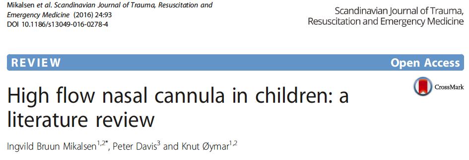 Conclusie In afwachting RCT na neonatale periode Grootste deel van studies over HFNC na neonatale periode zijn kleine observationele studies, met beperkt niveau van bewijs voor het gebruik in