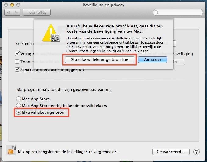 Bijlage A. Aanpassing beveiligingsinstelling op Apple Mac computers. (vervolg) 4.