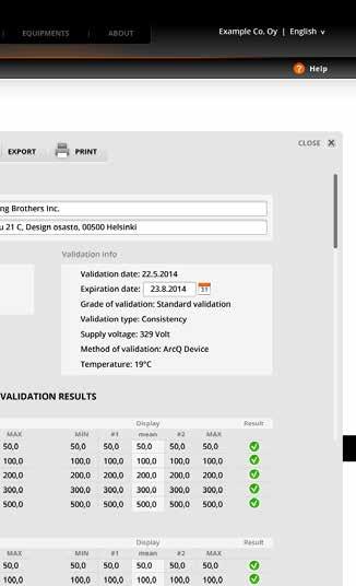 Duidelijke en consistente rapportagetools zijn bedoeld om de validatiegegevens duidelijk en accuraat weer te geven. Tevens zorgen deze tools ervoor dat er automatisch certificaten worden gegenereerd.