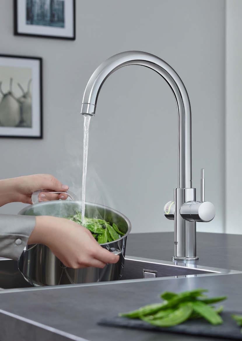 VOOR ALS ER VEEL KOKEND HEET WATER NODIG IS GROHE RED POTVULFUNCTIE In tegenstelling tot GROHE Red,