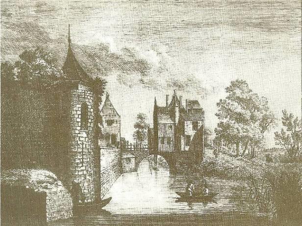 Rechts, een tekening rond 1778. De linkerkant van het Sint-Pieters-dorp was nog weinig bebouwd.