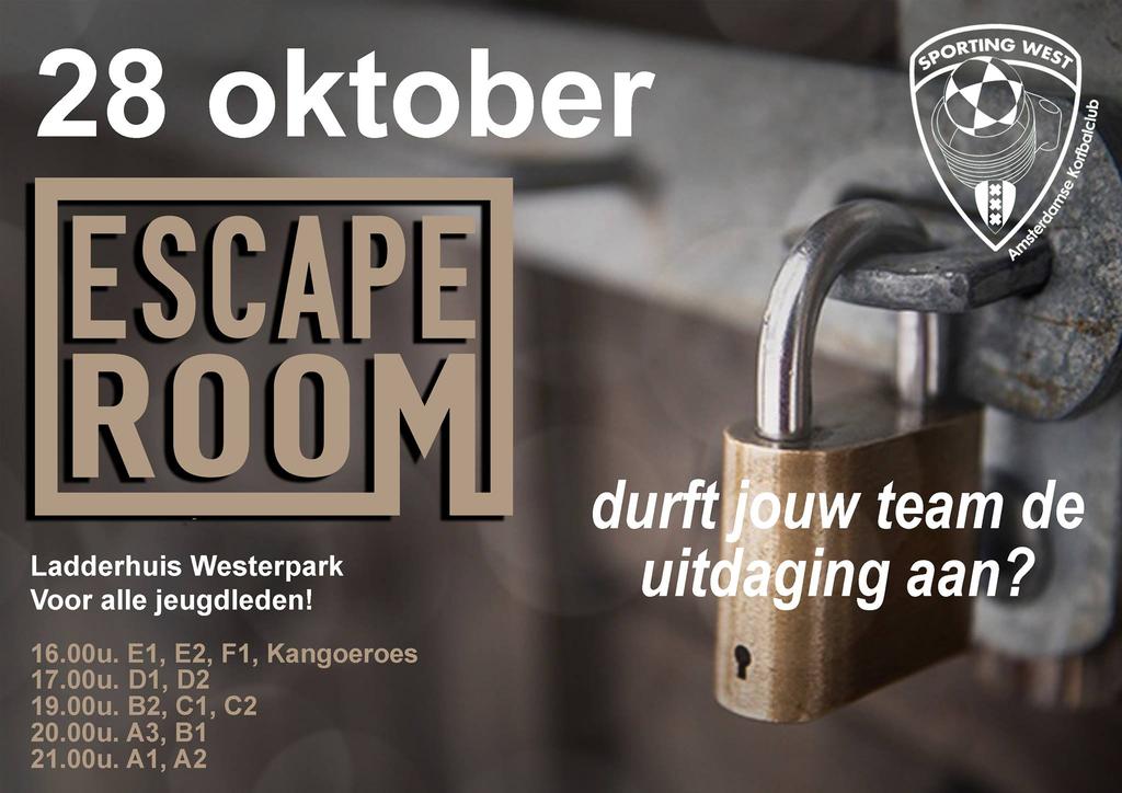 Aankomend weekend is het zover, de allereerste Escape Room in de kantine! Zorg dat je erbij bent! Page14 Oefenwedstrijden Die zijn er ook nog. Verderop in het krantje staan ze allemaal beschreven.