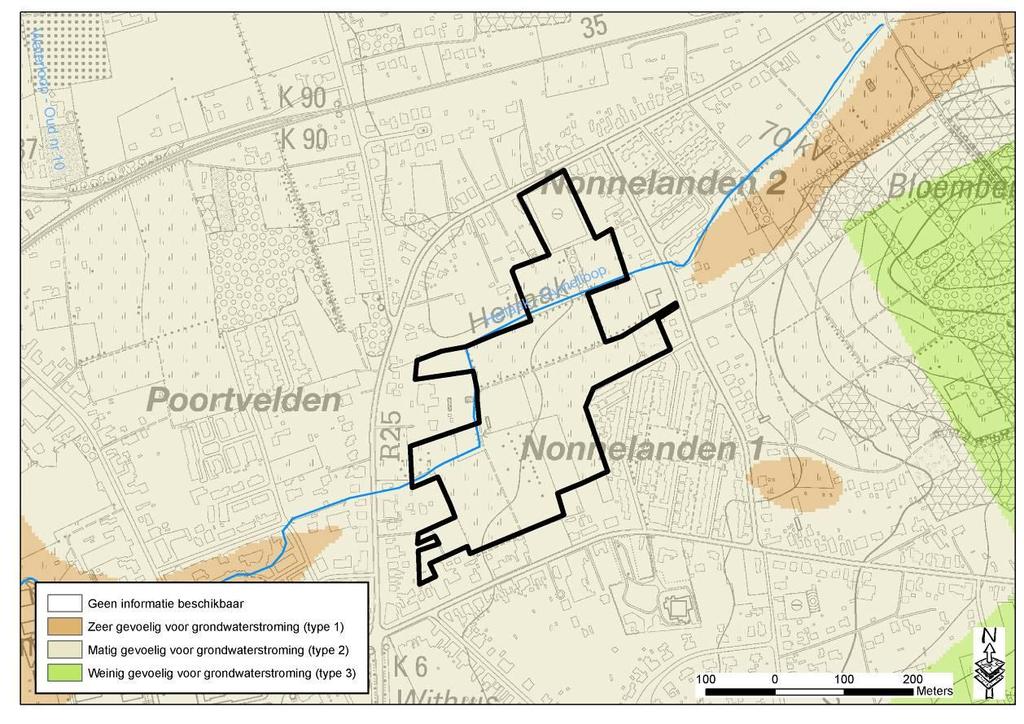 Figuur 9: Situering op de watertoetskaart grondwaterstromingsgevoelige gebieden 2.