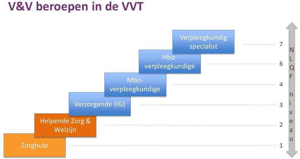 Figuur 8: V&V Beroepen in de VVT Hierin is bekeken wat de inhoud en vorm is van advance care planning in deze opleidingen.