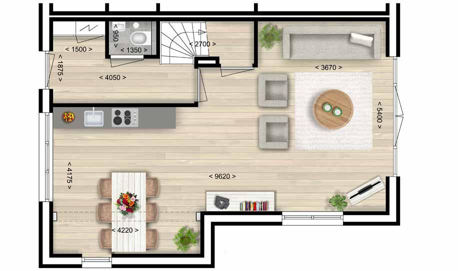 Salix hoekwoning Begane grond Getekend bouwnummer 19 De toepassing van een erker, topgevel of andere varianten is per bouwnummer verschillend.