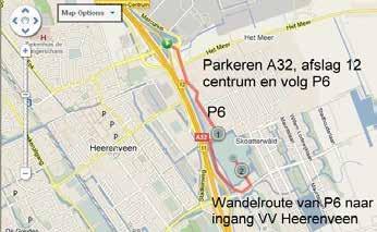 P6. Parkeren en routebeschrijving In verband met de verwachte parkeerdrukte verzoeken wij alle teams om de bussen en auto s te parkeren op parkeerplaats P6 van SC Heerenveen om vervolgens wandelend