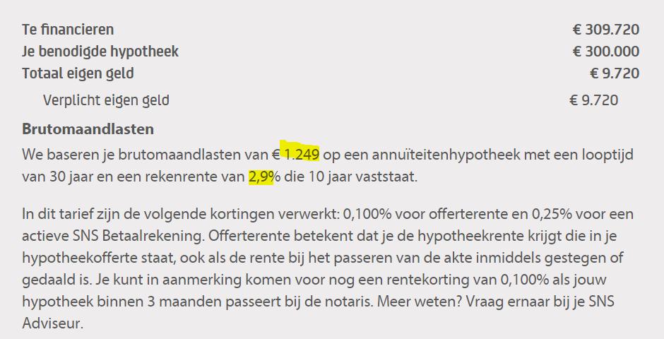 SNS SNS is een hypotheekverstrekker waar je als consument een hypotheek kunt regelen. SNS werkt niet met onafhankelijke adviseurs. Rente SNS rekent met een rente van 2,9%.