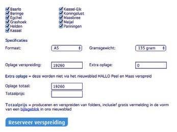 Tarieven HALLO verspreiding 09 Drukken inclusief verspreiden folders en fl yers Bereik en bezorging Kempen Media biedt u de mogelijkheid om reclamefolders te verspreiden met het nieuwsblad HALLO Peel