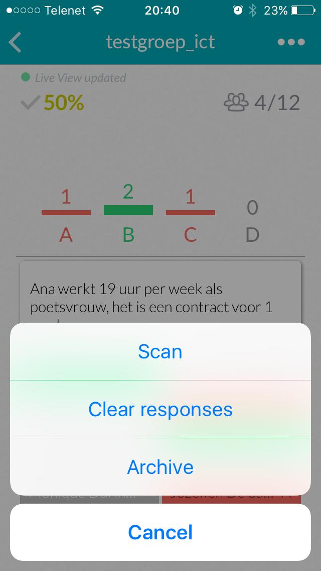 4.4 Antwoorden leeg maken De antwoorden leegmaken doe je via je smartphone. Let op!