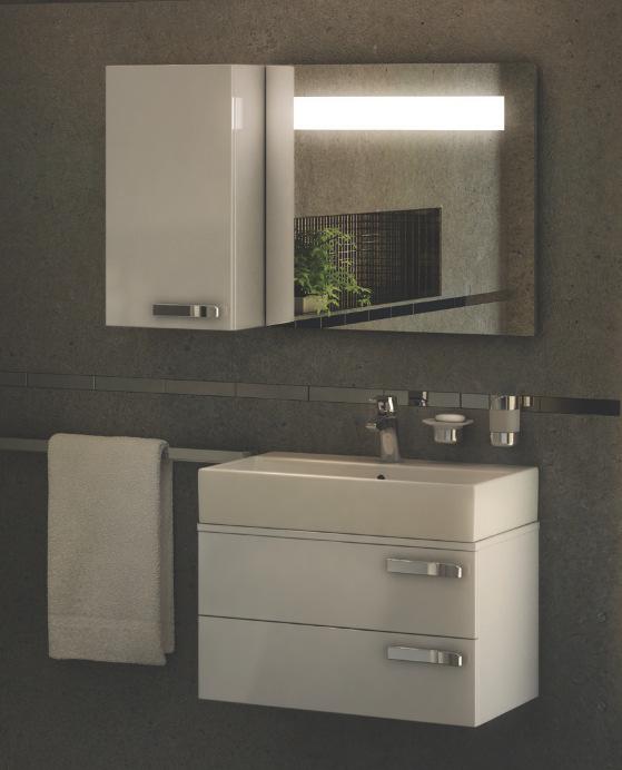 grijs - Spiegel met verlichting, 700x650mm - Wastafelmengkraan met hoge