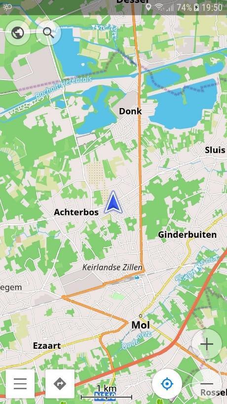 De eerste keer vraagt OsmAnd toestemming om je GPS te mogen gebruiken. Klik op Toestaan.